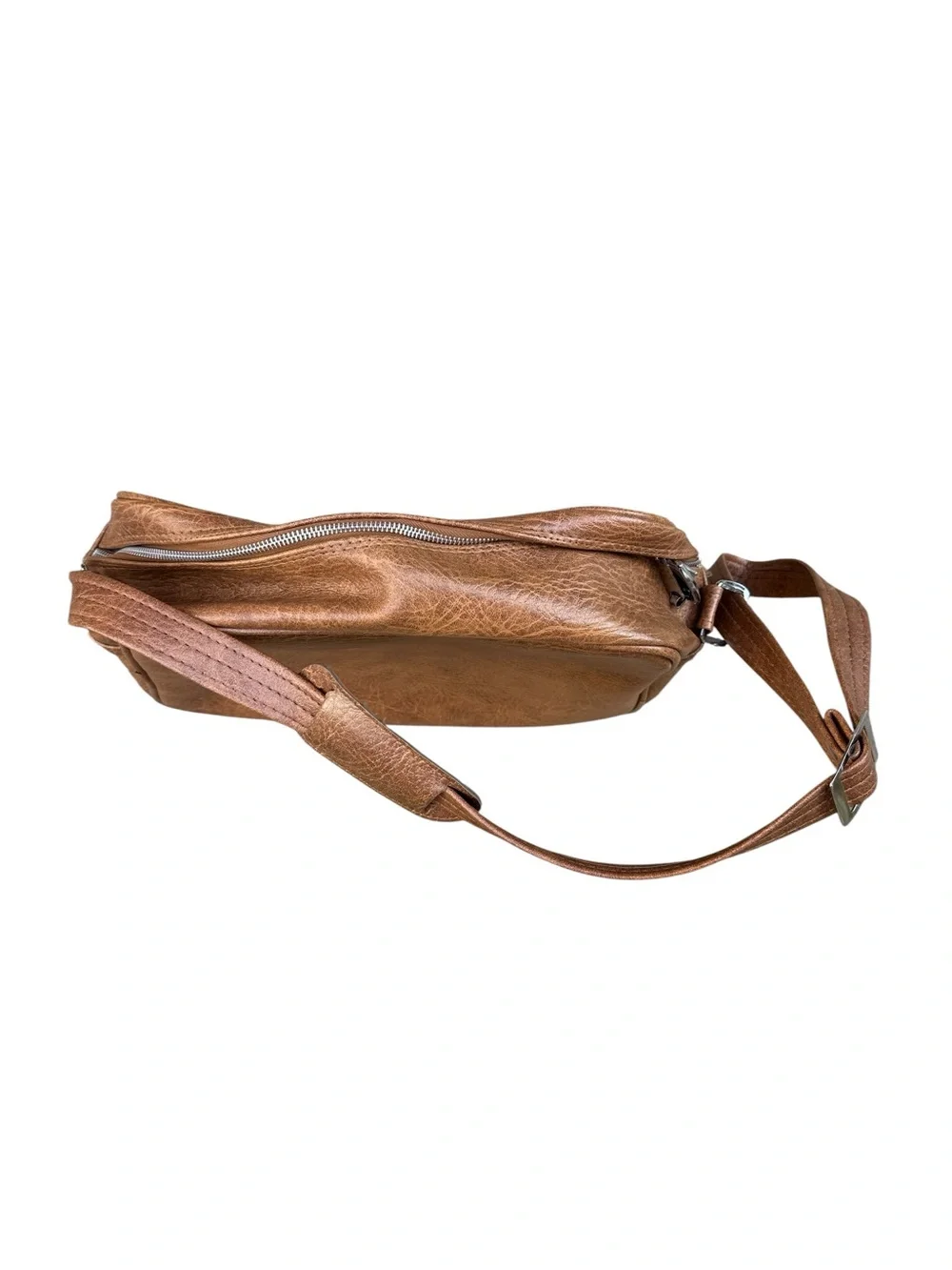 Vintage 1970s Meridian Faux Leather Brown Travel Shoulder Bag Vegan Leather